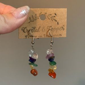 Rainbow Chakra Crystal Earrings-Handmade NWT